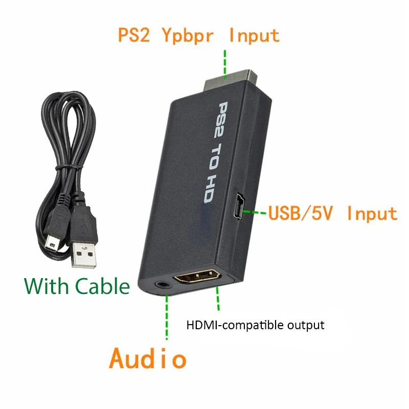 PS2 HDMI ȣȯ  ,  , 3.5mm  ̺ ,  PS2 ÷  PC , 480i, 480p, 576i