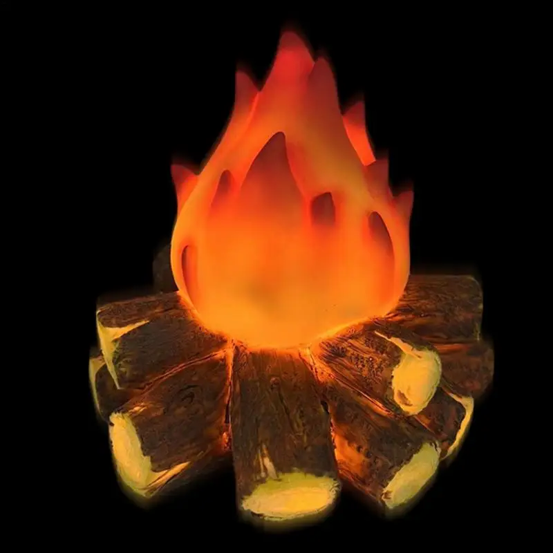 

Flameless Fire Logs Artificial LED Firewood Decorative Rustic Modern Battery Powered Vivid 3D Artificial Flame Lamp Halloween