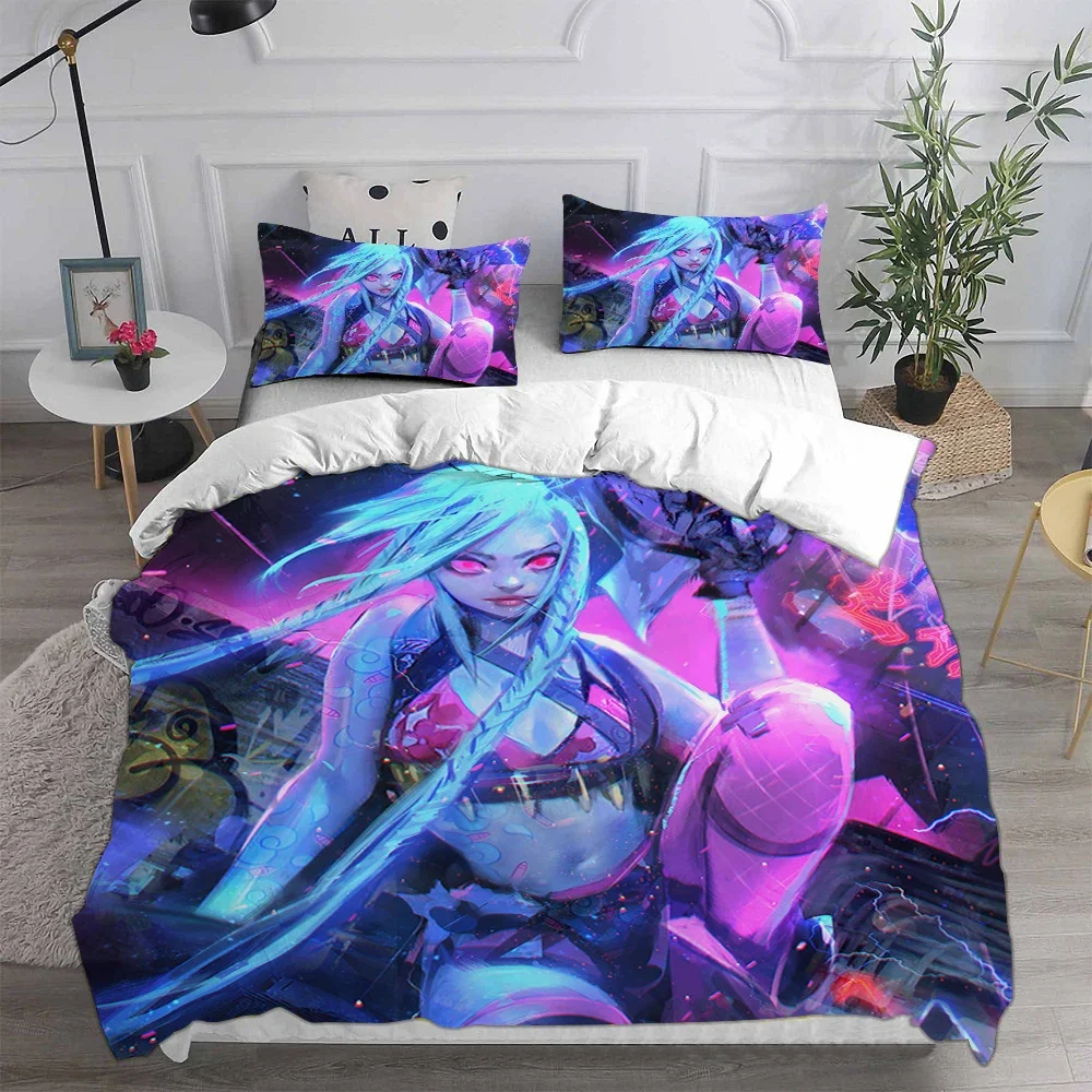 3D Printed Jinx Arcane Bedding Set Pillowcase Duvet Cover Double Twin Full Queen King Adult Kids Bedclothes Quilt Cover 5