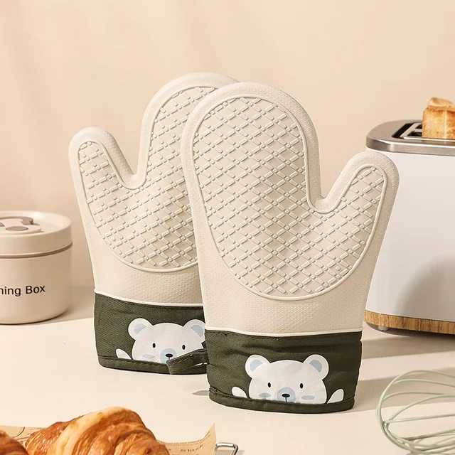 1pcs Silicone Heat Insulation Gloves Thickened Non-slip High Temperature Oven Gloves Baking and Scalding Kitchen Hand Clamps 2