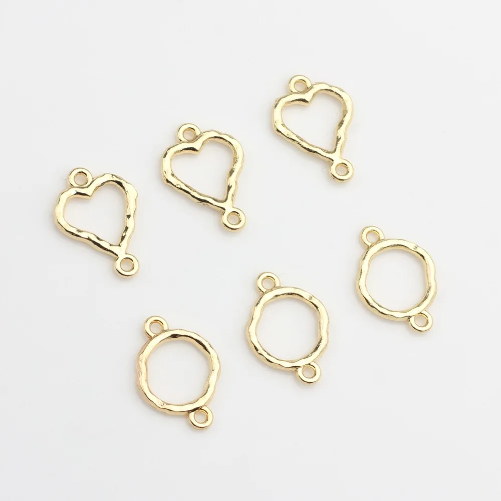

10Pcs Hollow Love Heart Silver Gold Color Pendants Making DIY Handmade Earring Necklace Jewelry Connector