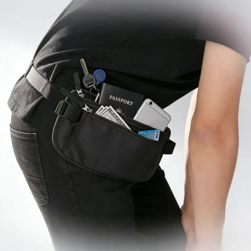 3-in-1 Invisible Nylon Waist Pack-Ultralight Sling Bag for Travel/School/Gym,Water-Resistant Hidden Pocket with Adjustable Strap