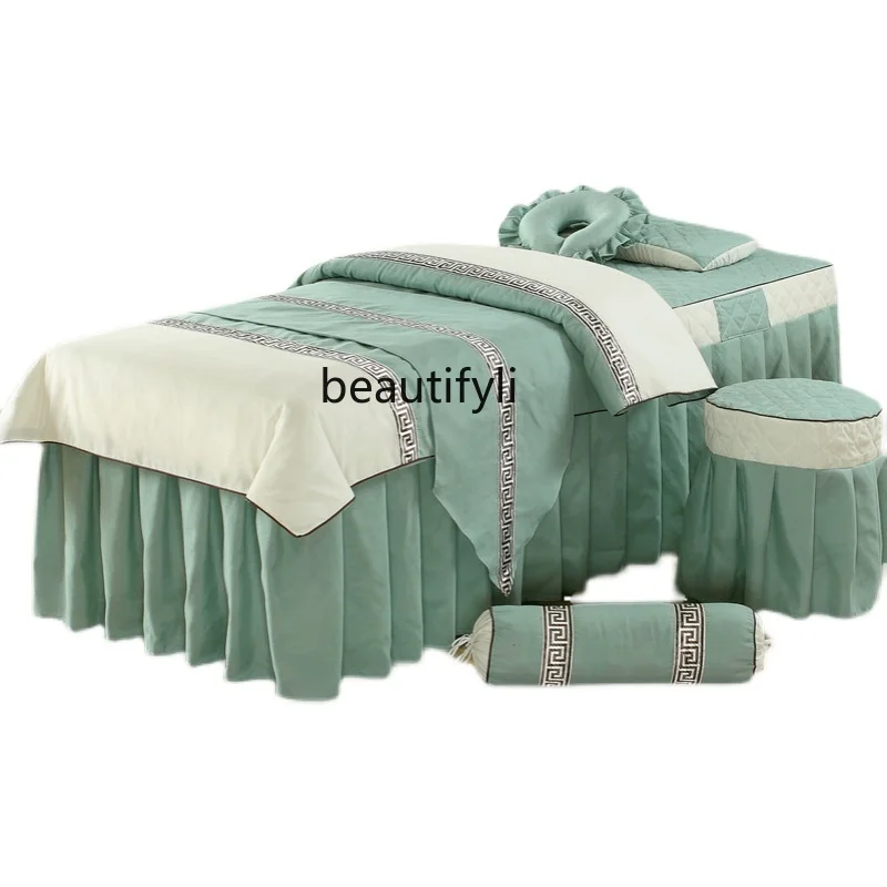 Beauty Therapy Bedspread Four-Piece Set Body Massage Massage Mattress Cover Solid Color Beauty Salon Bedspread