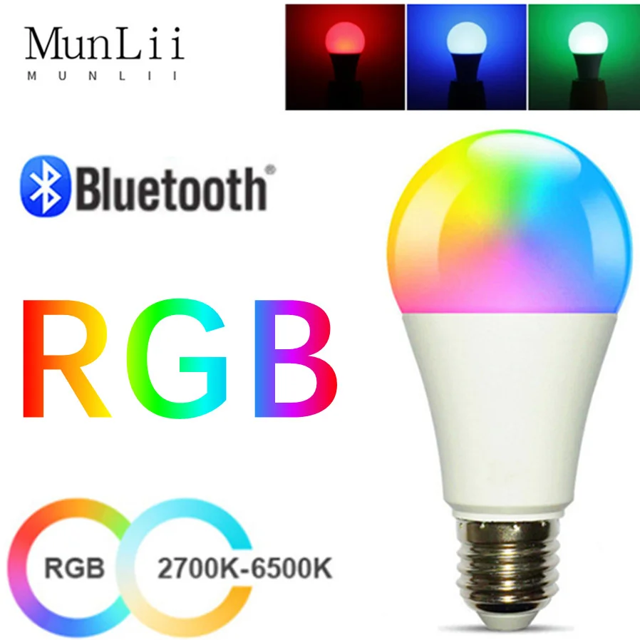 Tanie E27 Bluetooth4.0 aplikacja bezprzewodowa inteligentne żarówki LED Tuya kontrola aplikacji ściemniania 15W sklep