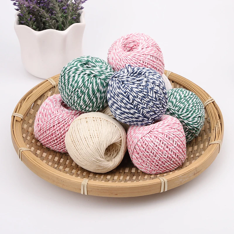 1.5mm Cotton Cord Rope 60M/roll Colored Cotton Thread Christmas Gift Packaging Wrapping Zongzi Thread DIY Decorative Handicrafts