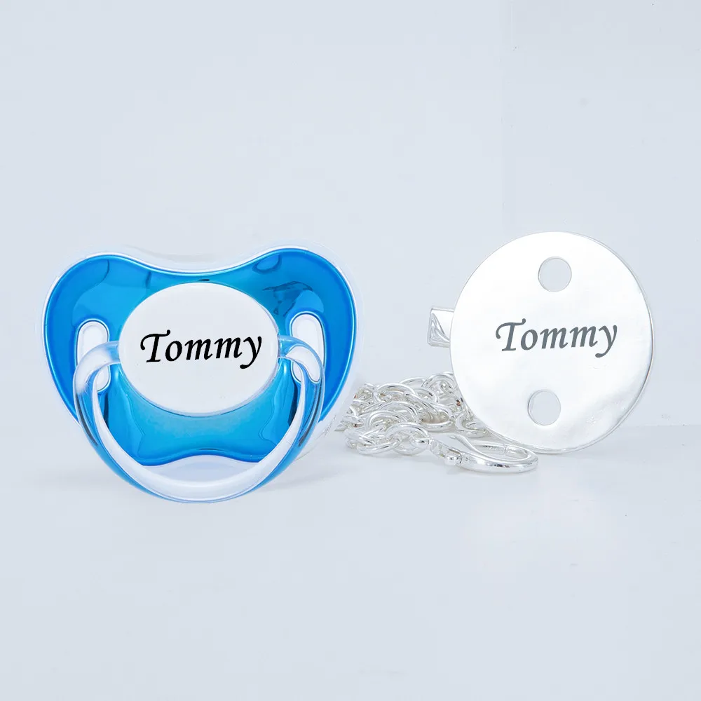 

MIYOCAR personalized silver bling pacifier and silver pacifier clip holder BPA free dummy unique design gift baby shower