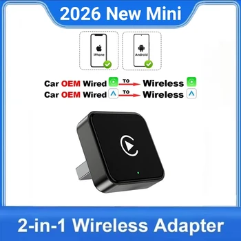 2026 NUOVO Box Smart Mini Wireless 2in1 per Carplay e Android Auto, Connessione Automatica WIFI BT per Toyota, Volvo, Benz, MG, Kia, MAZDA, FORD