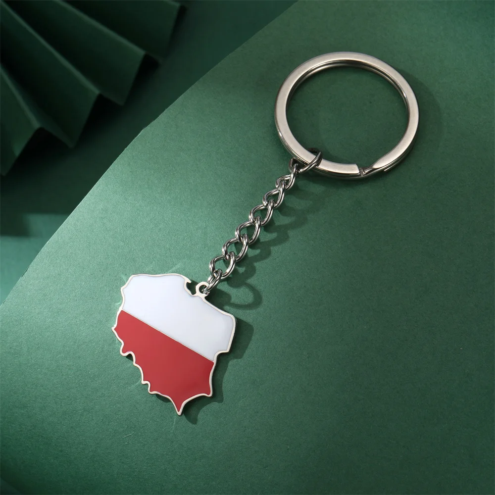 Eueavan Polen Karte Anhänger Schlüsselanhänger Frauen Männer Edelstahl Polnische Flagge Ethnische Auto Taschen Schlüssel Kette Ring Neue Trend Schmuck Geschenk – Detail 12