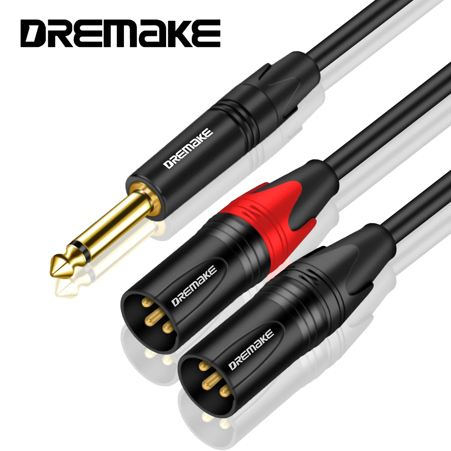 Dremake-cabo de Áudio Y-splitter Macho para Xlr Cabos de Microfone M-f Plug Alumínio Metal Shell 6.5 mm