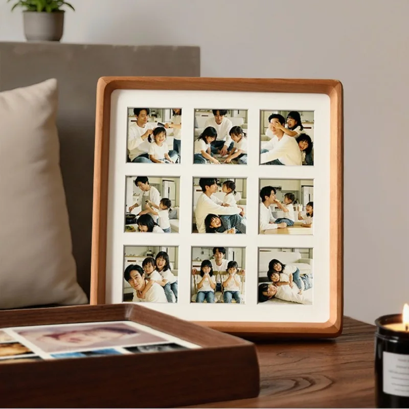 Cornice Fotografica in Legno Premium a 9 Scomparti - Cornice Creativa Fai-da-Te per Coppie, Ricordi di Matrimonio e Decorazione Casa - immagine 3