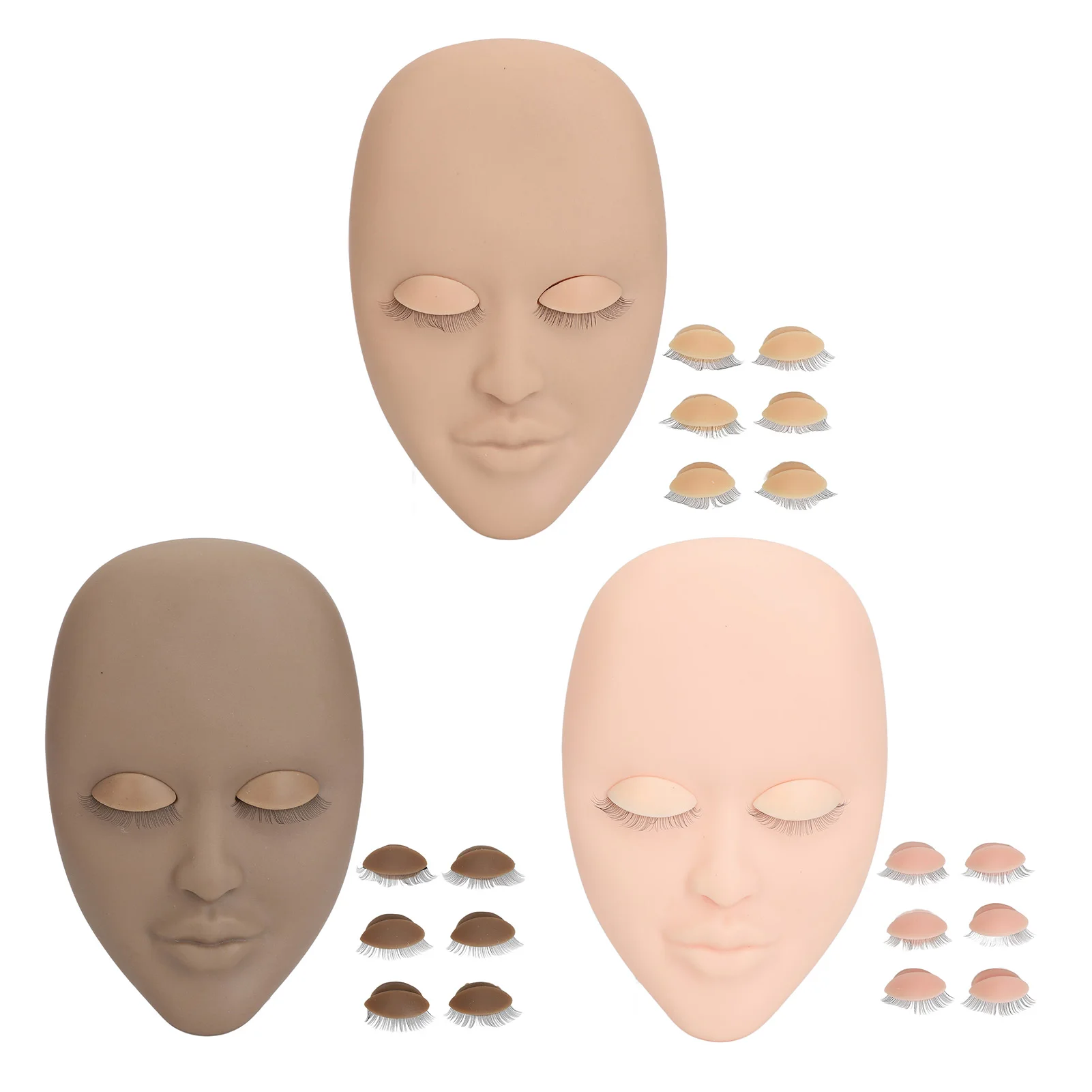 

Eyelash Extension Face Mannequin Lash Mannequin Head 3 Pairs Eyelids 3D Effect Silicone Washable Removable for Improve Skills