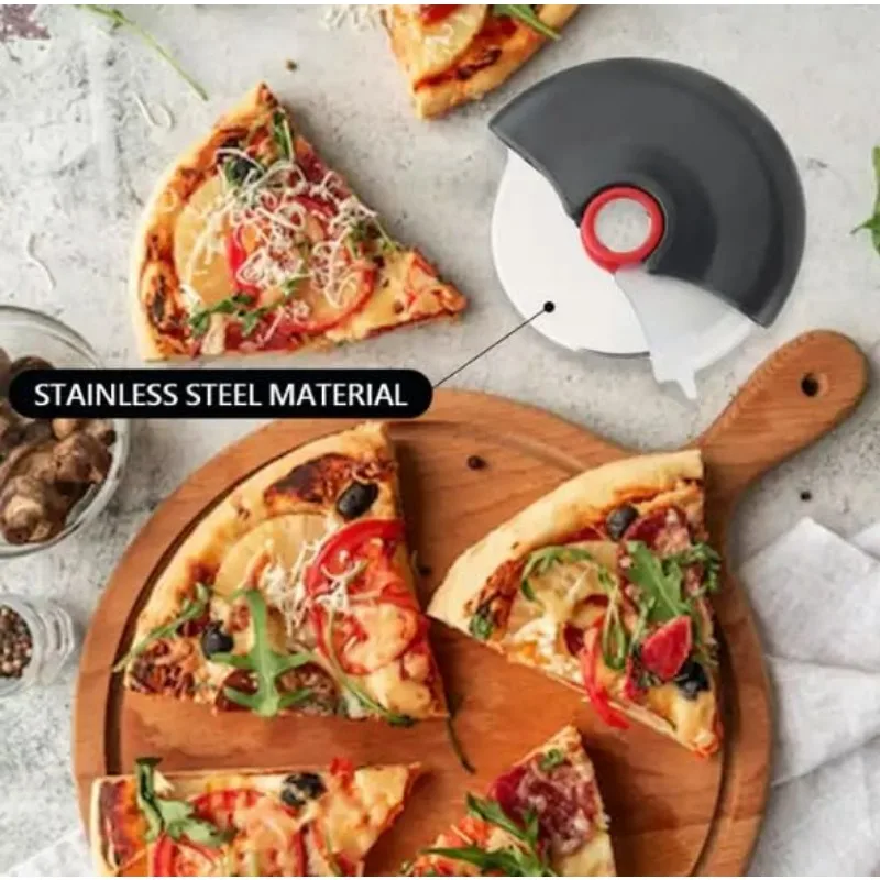 New Type Pizza Cutter Protective Hand Cover Detachable Drum Protective Hand Cutter Stainless Steel Kitchen Tools