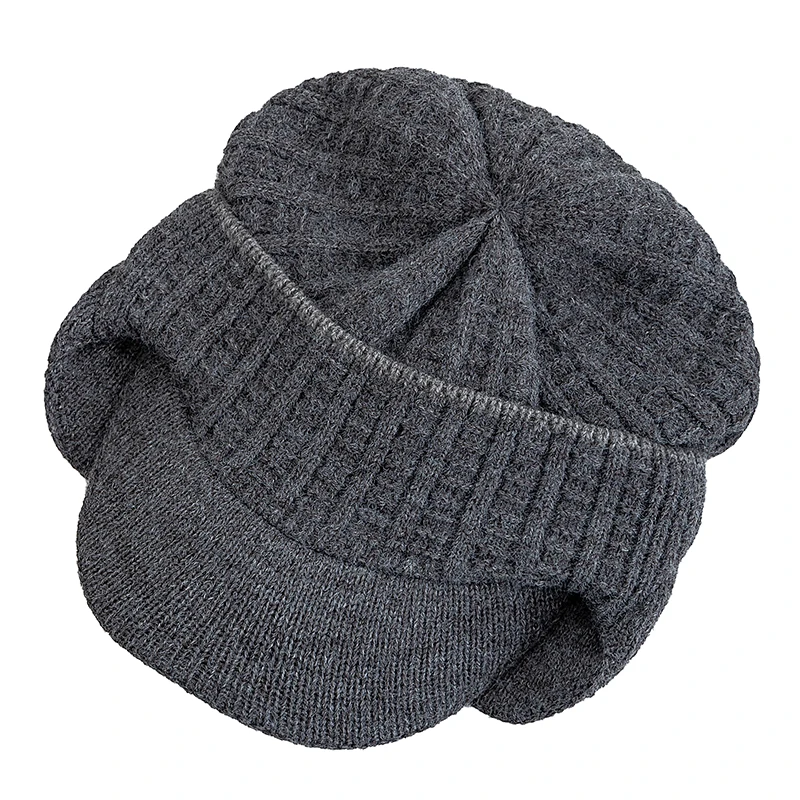 New Style Plush Fur Lined Winter Hat With Earflap Simple Color Beanie Hats For Men Keep Warm Cap Winter Hat Father Warm Gift