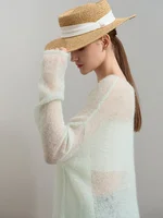 AMII بساطتها محبوك سترة للنساء 2025 Auyumn جديد الحلو أنيق الصلبة س الرقبة البلوز قطرة الأكمام محبوك القمم 12551046 5