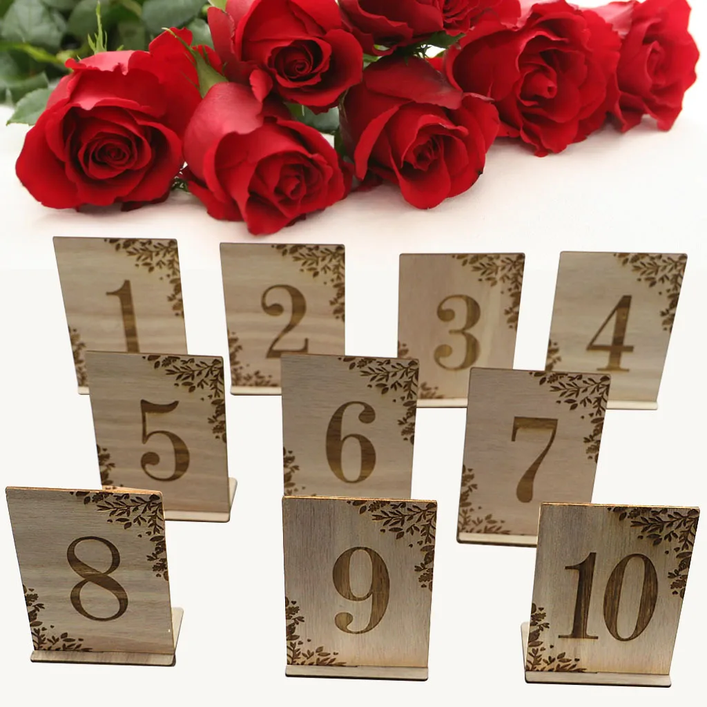 10Pcs 1-10 Numbers Wood Signs Wedding Table Number Wooden Table Numbers Birthday Party Engagement Seat Sign Gift