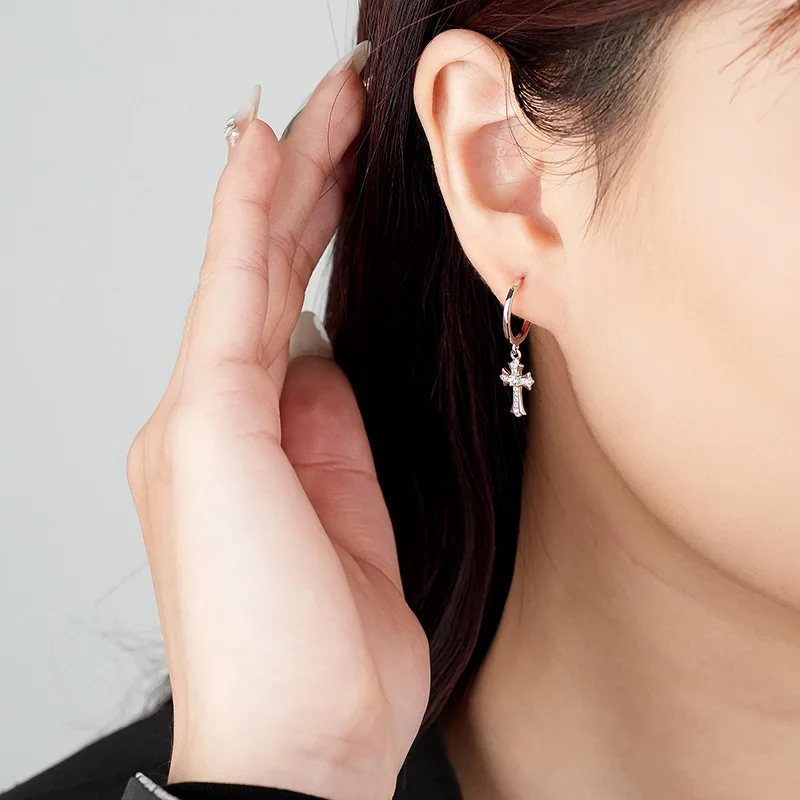 925 Sterling Silver Hypoallergenic Stud Earingings for Sensitive Ears Cross Jewelry Gifts for Girls