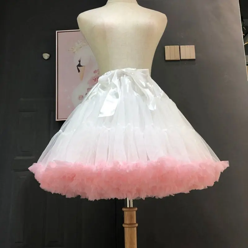 Women Cosplay Petticoat A-Line Skirt Tulle Ballet Dance Pettiskirts with/no Big Bowknot Multi-Layer Underskirt for Cosplay Party