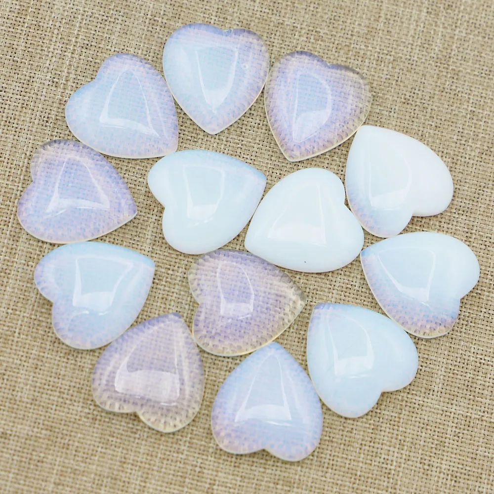 

25MM Fashion Natural Opal Stone Good Quality Heart Cab Cabochons Beads Ornament DIY Jewelry Making Wholesale 12Pcs Free Shipping