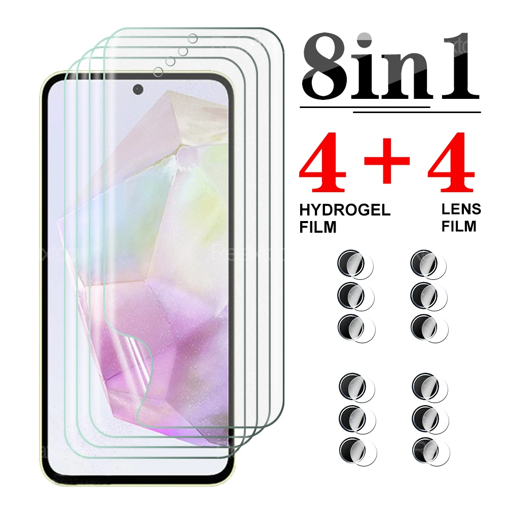 

8 в 1 для Samsung Galaxy A35 5G Защитная пленка для объектива Защитная пленка для экрана Samsong samsun A35 SM-A356B пленка для объектива Гидрогелевая пленка 6,6 дюйма