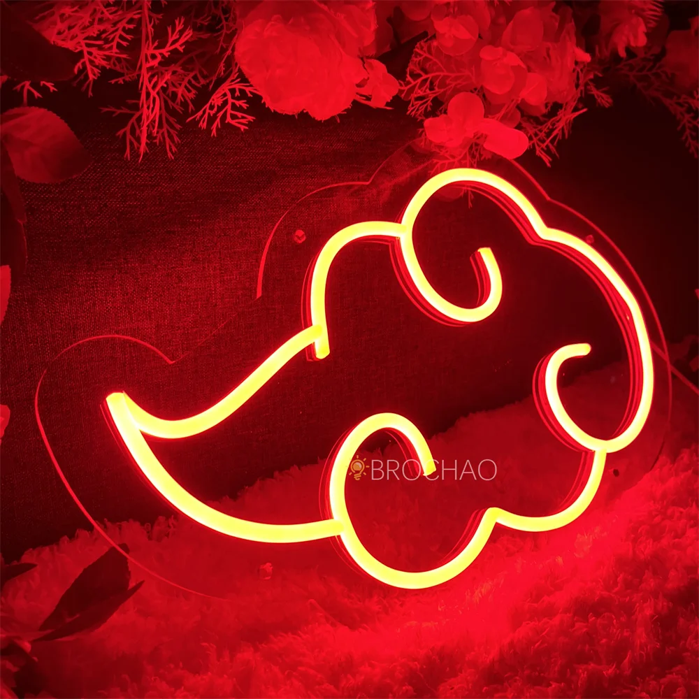 Red Cloud Logo Neon Sign Anime LED Neon Light Lamp Wall Decor Home Bedroom Gaming Room Decoration Creative Gift Night Lights