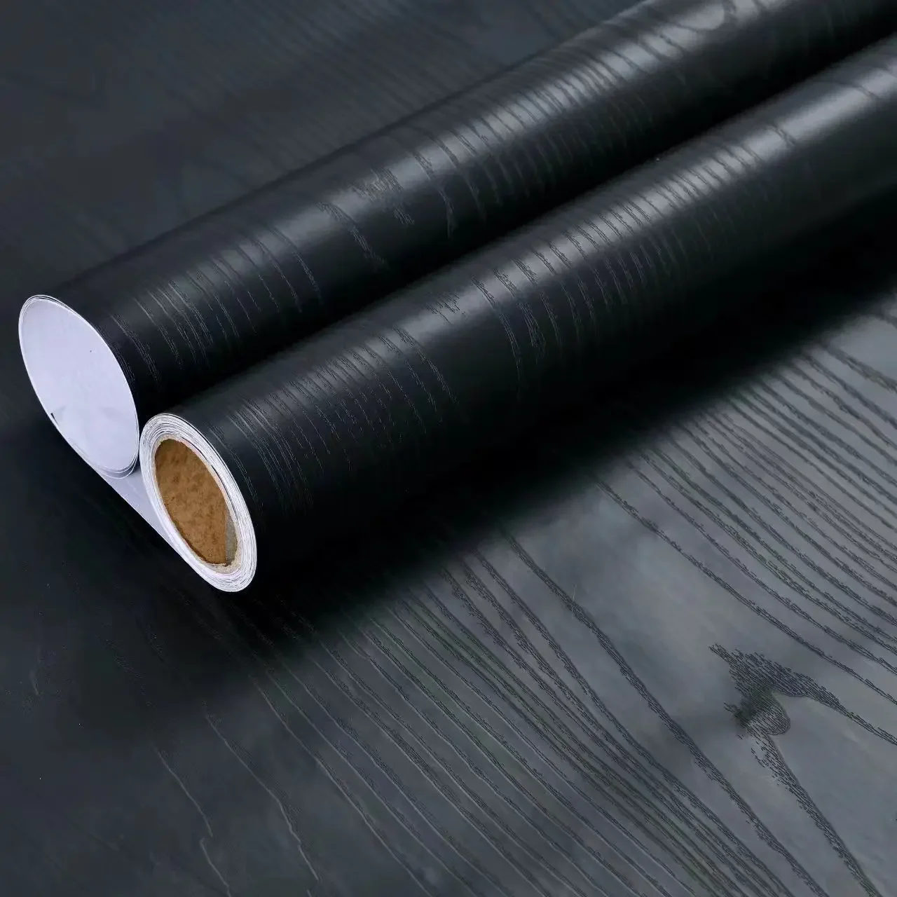 Vinyl Black Wood Grain Decor Contact Paper for Furniture Renovation Self Adhesive Waterproof Wallpaper Stickers for Home Decor black gold metal arc self adhesive wallpaper peel and stick contact paper bedroom wall renovation furniture renovation stickers