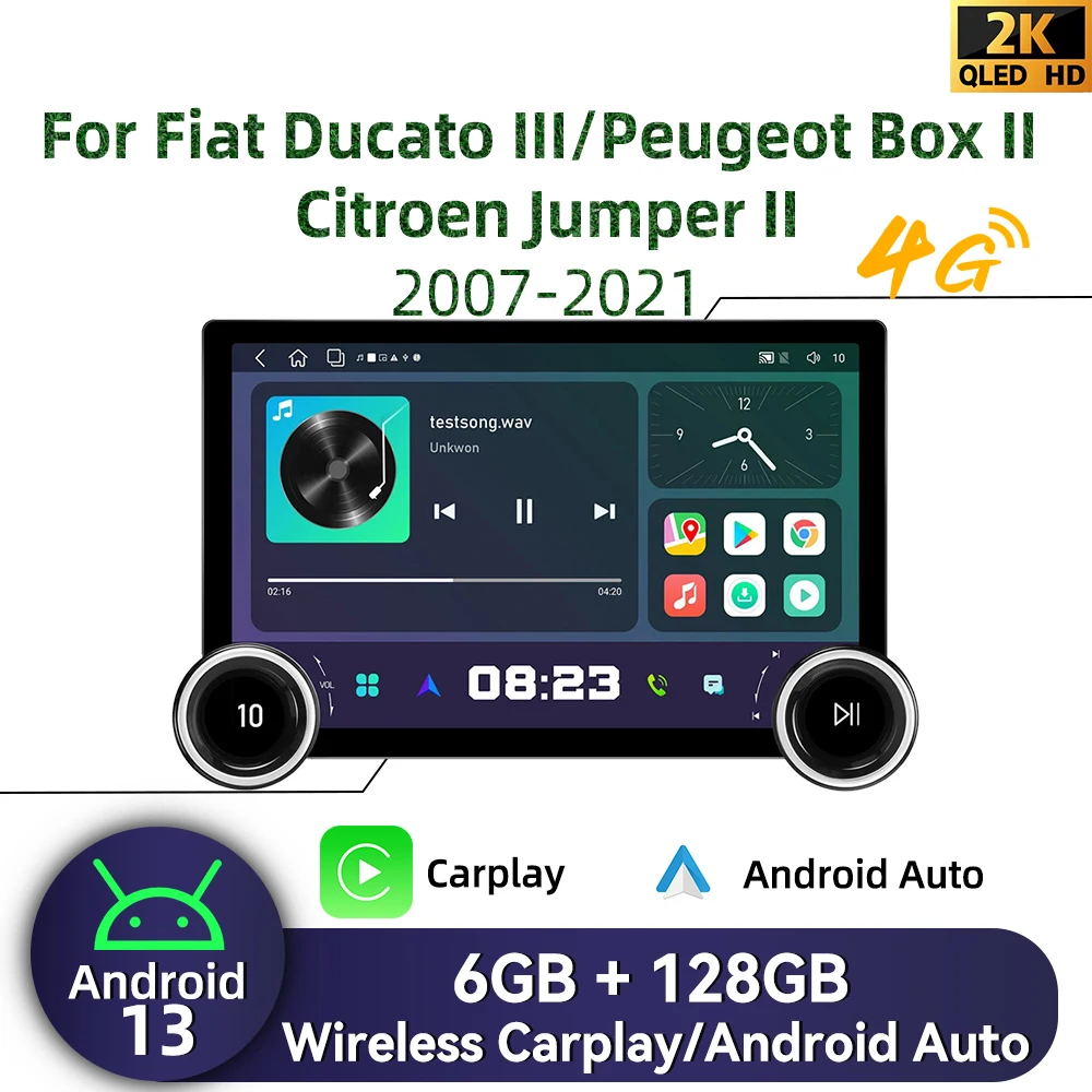 

11.8 Inch 2K QLED 10-Core 4G Car Multimedia Radio Carplay Android for Fiat Ducato III Peugeot Box II Citroen Jumper II 2007-2021