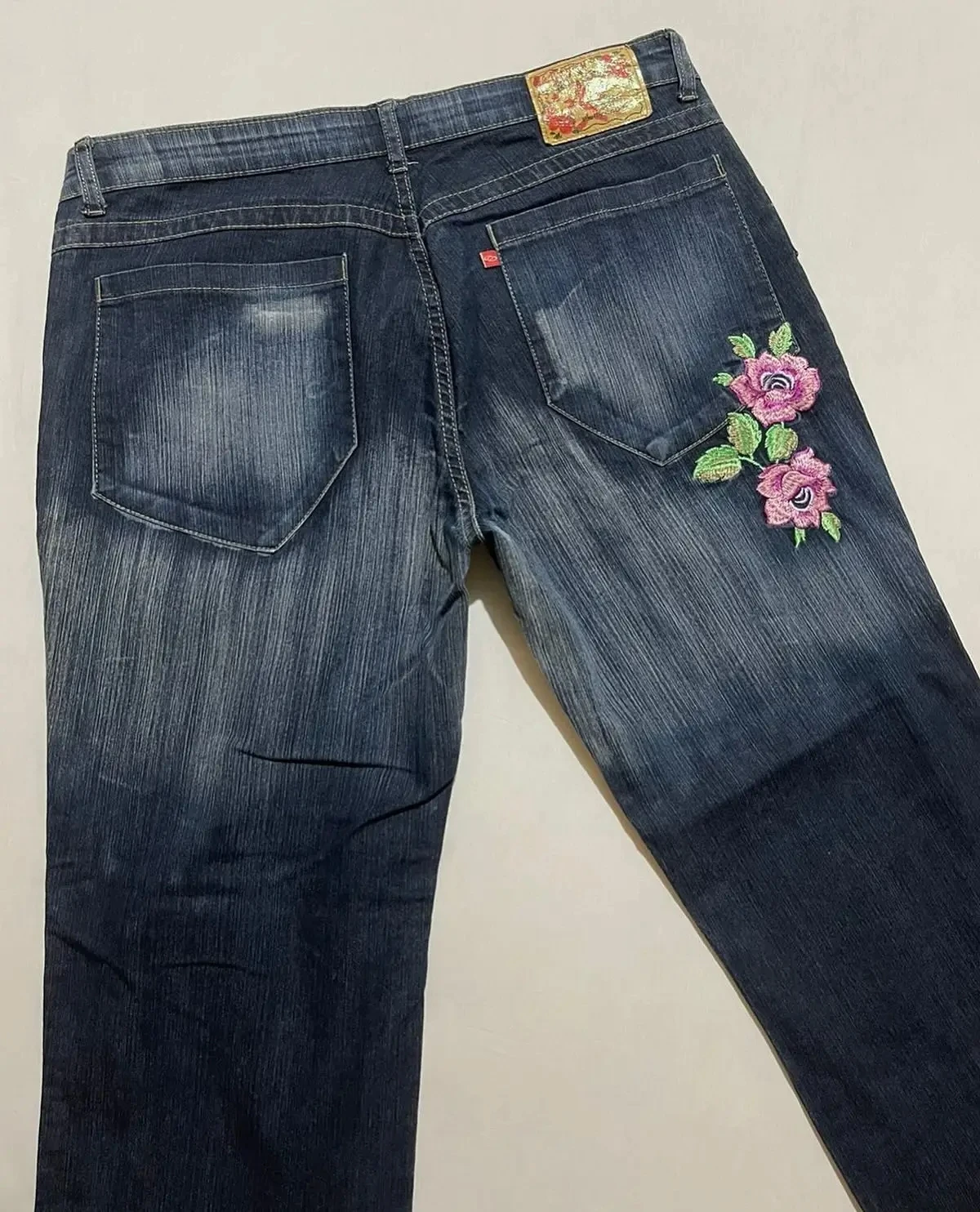 Classic Washed Solid Baggy Jeans High Street Pocket Embroidery Flower Design Wide Leg Pants Y2k Fashionable Flare Jeans 4