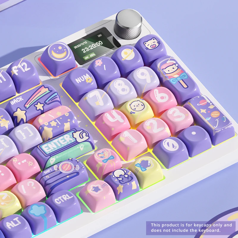 Conjunto de Keycaps para Teclado Mecânico Keycaps para Jogos Mifuny Cat Candy Planet Perfil Cso Pbt Cap Acessórios 128 Chaves - Imagem 2