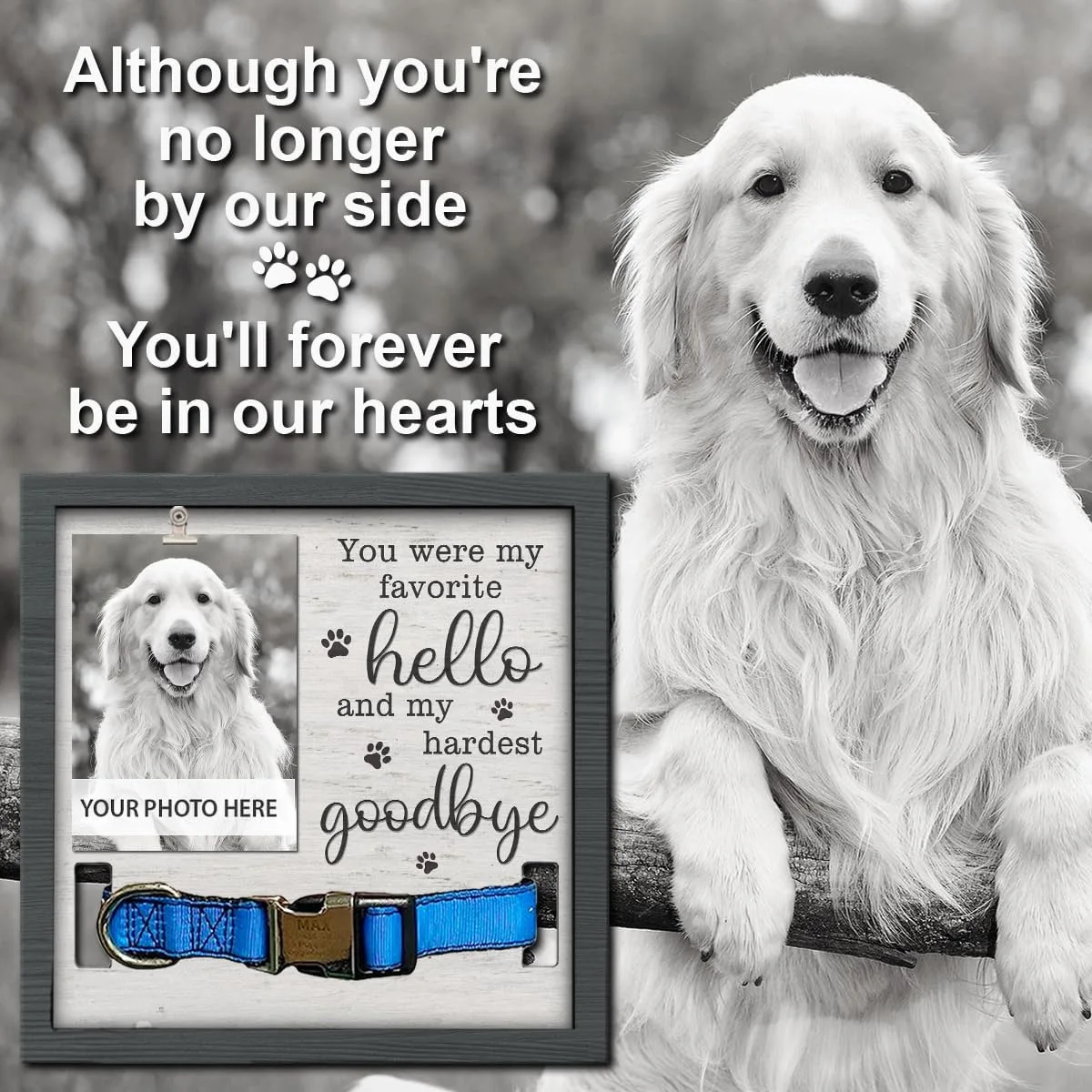 High Quality Wood Board Love Pet Memorial Frame Sympathy Pet Keepsake Frame Lose Your Dog Memorial Photo