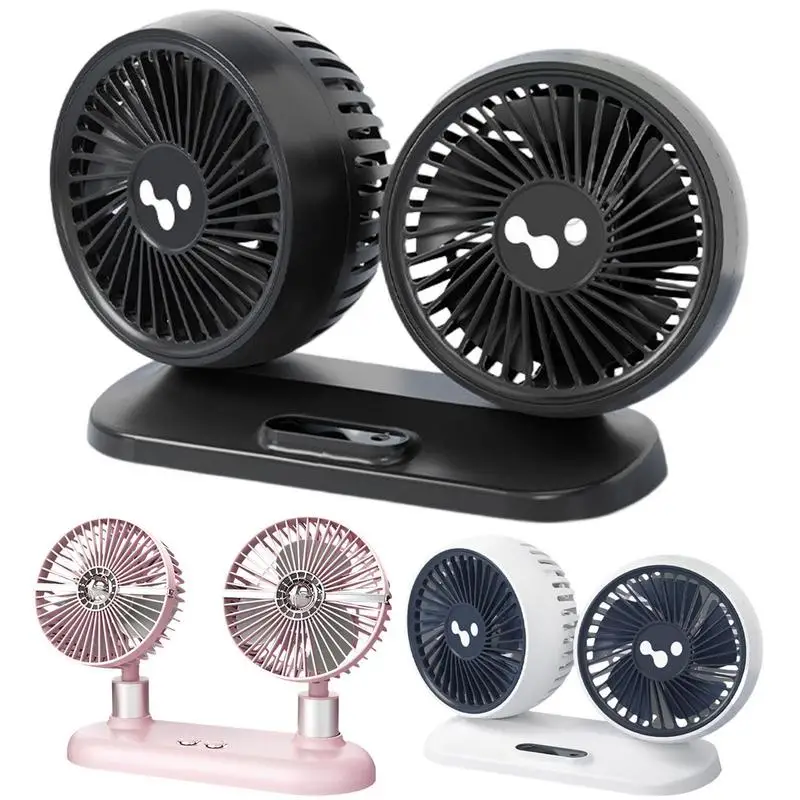 Portable Fan For Car Automotive USB Recharging Fan Low Noise Dual Head
