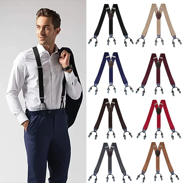 Adjustable Strap Clip Braces Suspenders Y Shape 3.5cm Wide Elastic Braces 6  Clips Wedding Party