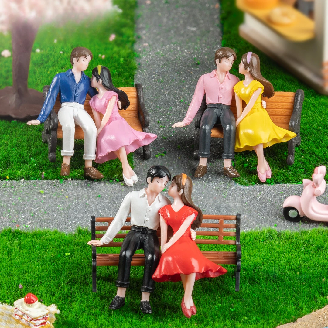 2pcs Miniature Fairy Garden Accessories Cute Kawaii Lovers Ornament Statue Figurines Home Garden Landscape Dollhouse Decoration