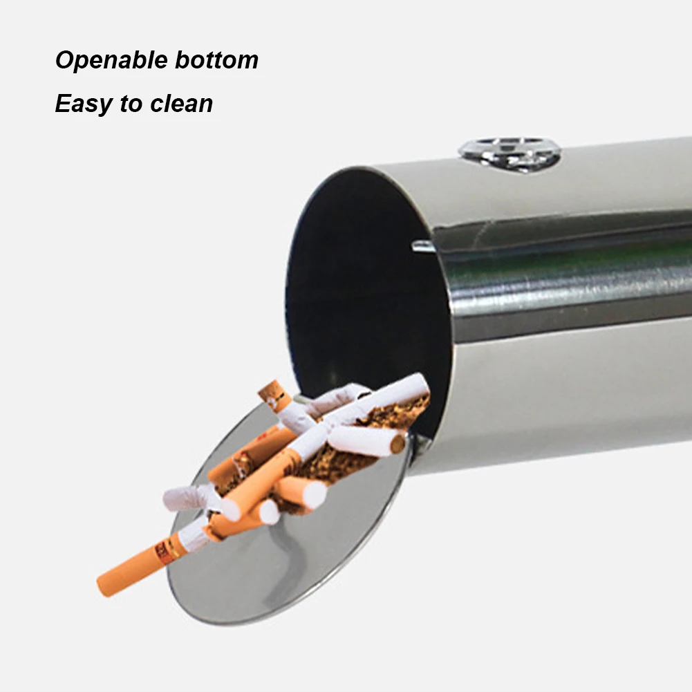 Wall Mounted Cylinder Cigarette Ash Bin Stainless Steel Outside Wall Ashtray Waterproof for Mall Hotel Elevator Entrance