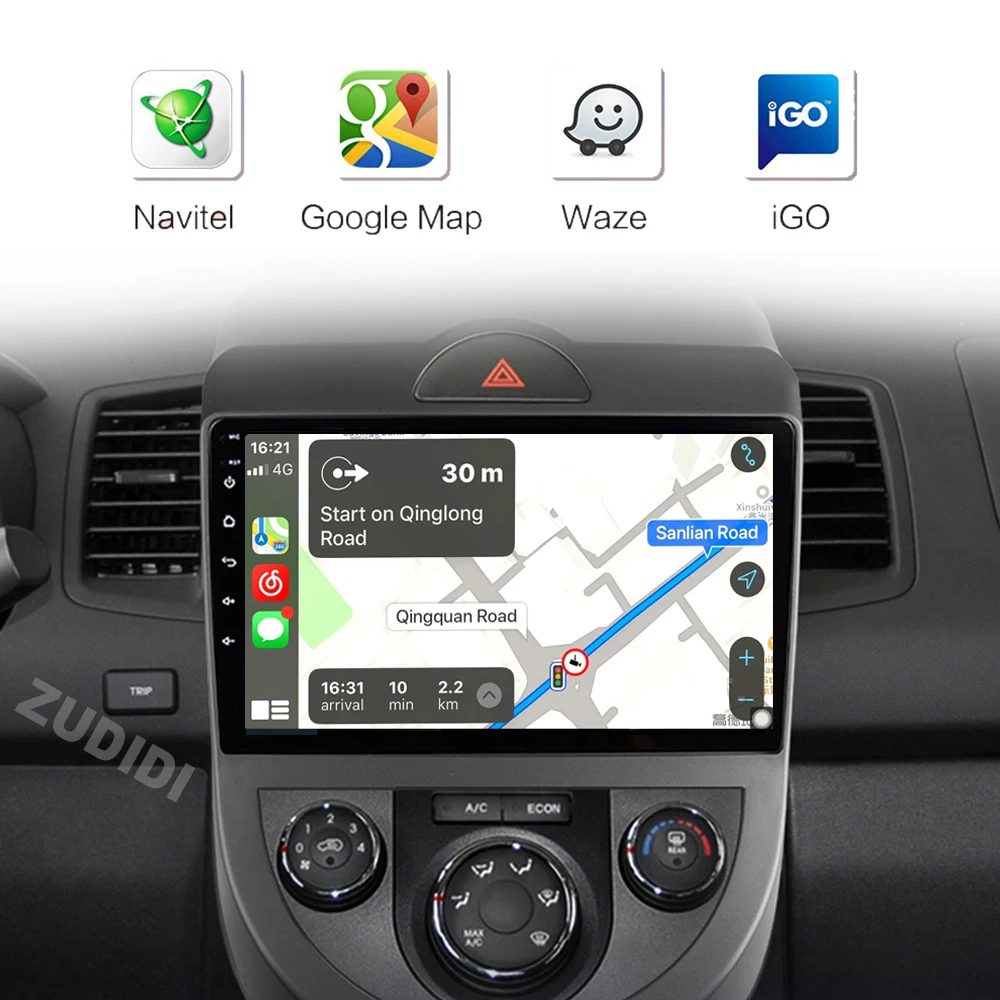 Radio de coche Android 16 para Kia Soul AM 2007 - 2011 estéreo GPS Navi Carplay Android Auto reproductor de vídeo Multimedia 2din DVD 4