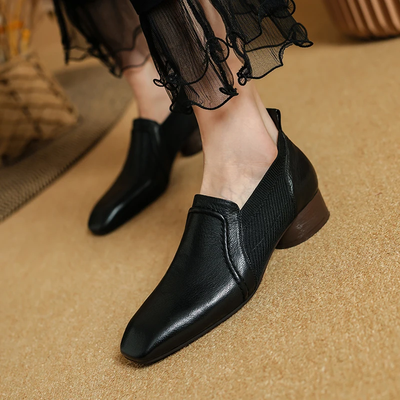 Wuling Slip-On Soft Leather Heels