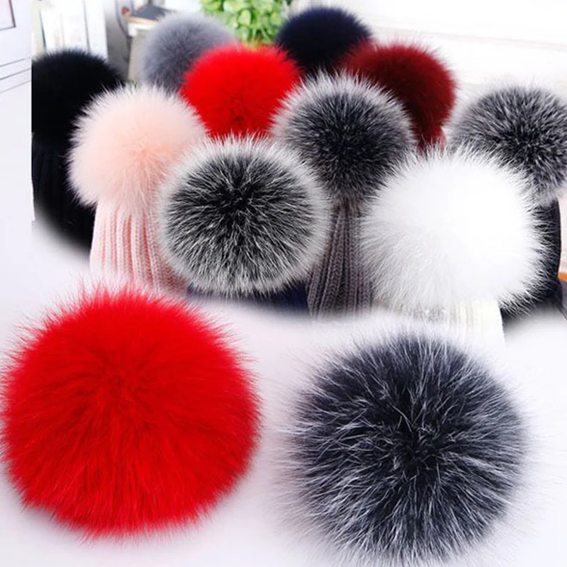 8/10cm Fur Pompom Faux Hairball Hat Ball With Rubber Band Fake Fox Fur Pom Pom Fluffy Handmade DIY Clothing Crafts Accessories pom poms craft supplies fluffy ball accessories