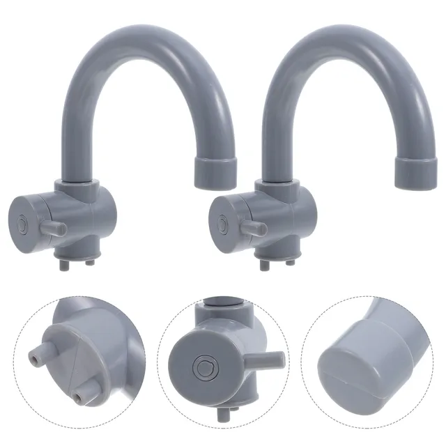 ของเล่นก๊อกน้ำ 2 ชิ้น ชุดของเล่นบทบาทสมมติสำหรับเด็ก อุปกรณ์เสริมของเล่นก๊อกน้ำในครัว ของเล่นเด็กเล่นสมมติ 2