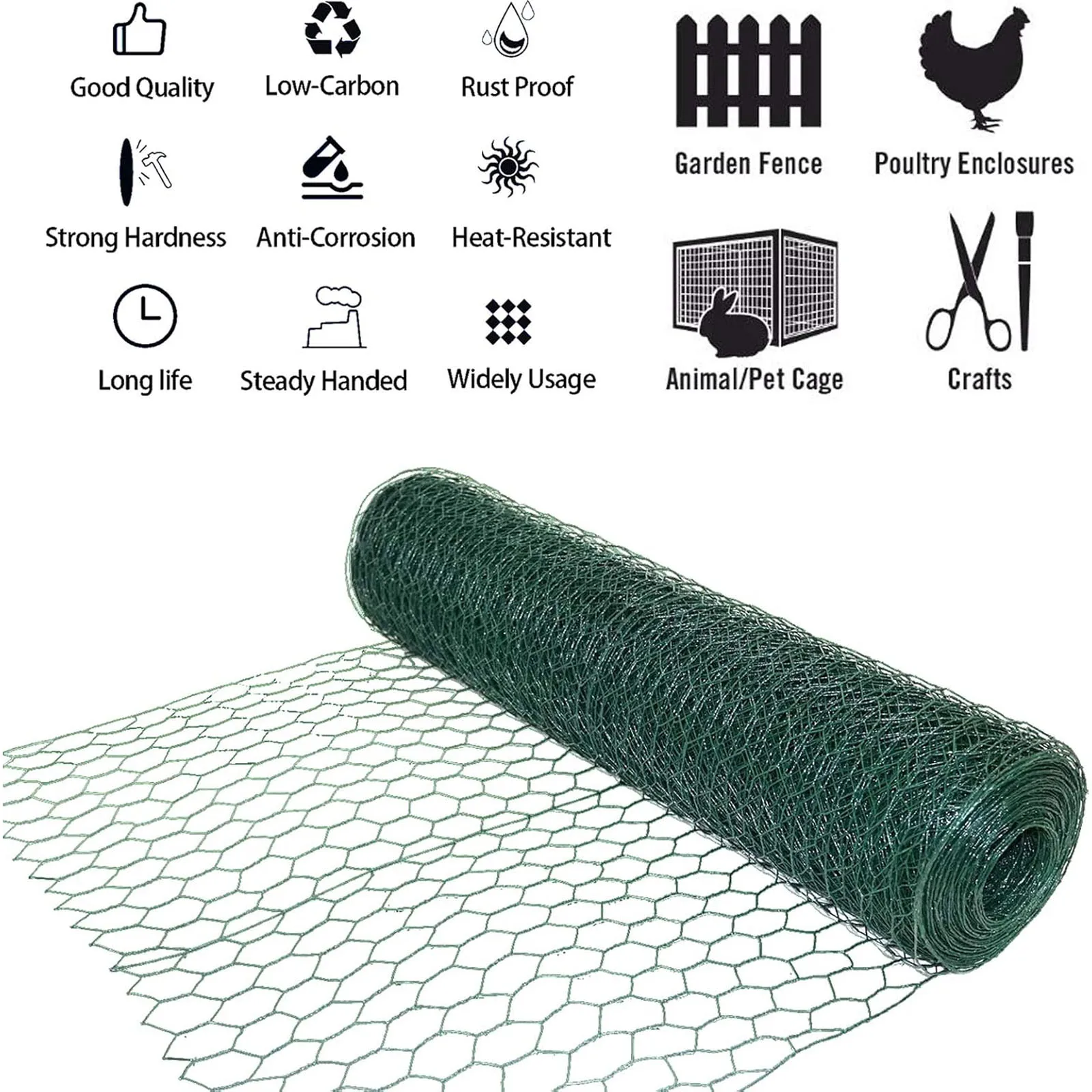 DayPlus PVC Coated Wire Fencing Galvanized Hexagonal Wire Mesh Garden Netting for Home Farm Chicken Poultry Netting Rabbit Duck - Image 3