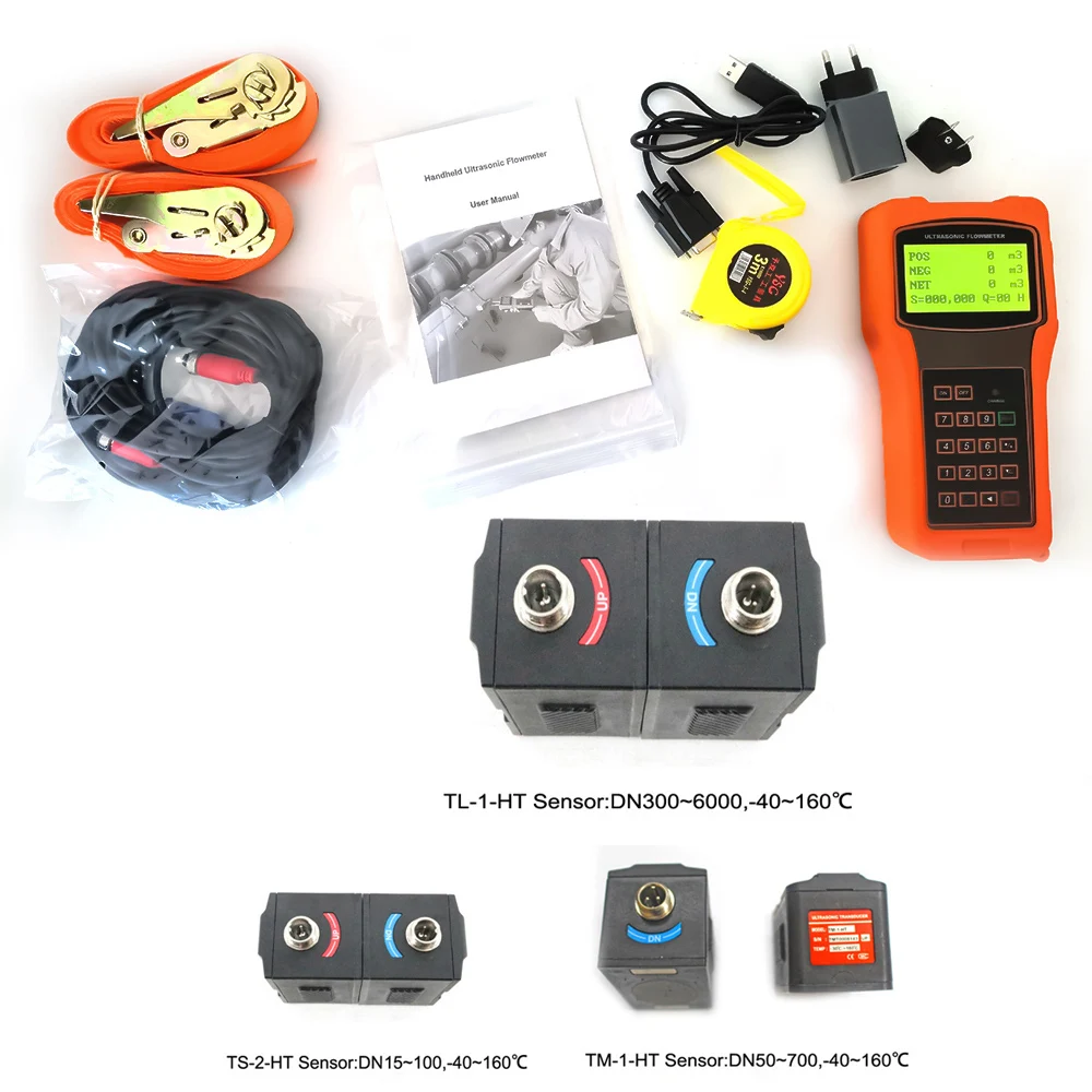 TUF-2000H TS-2 TM-1 TL-1 Handheld Digital Liquid Ultrasonic Flow Meter Water Flowmeter