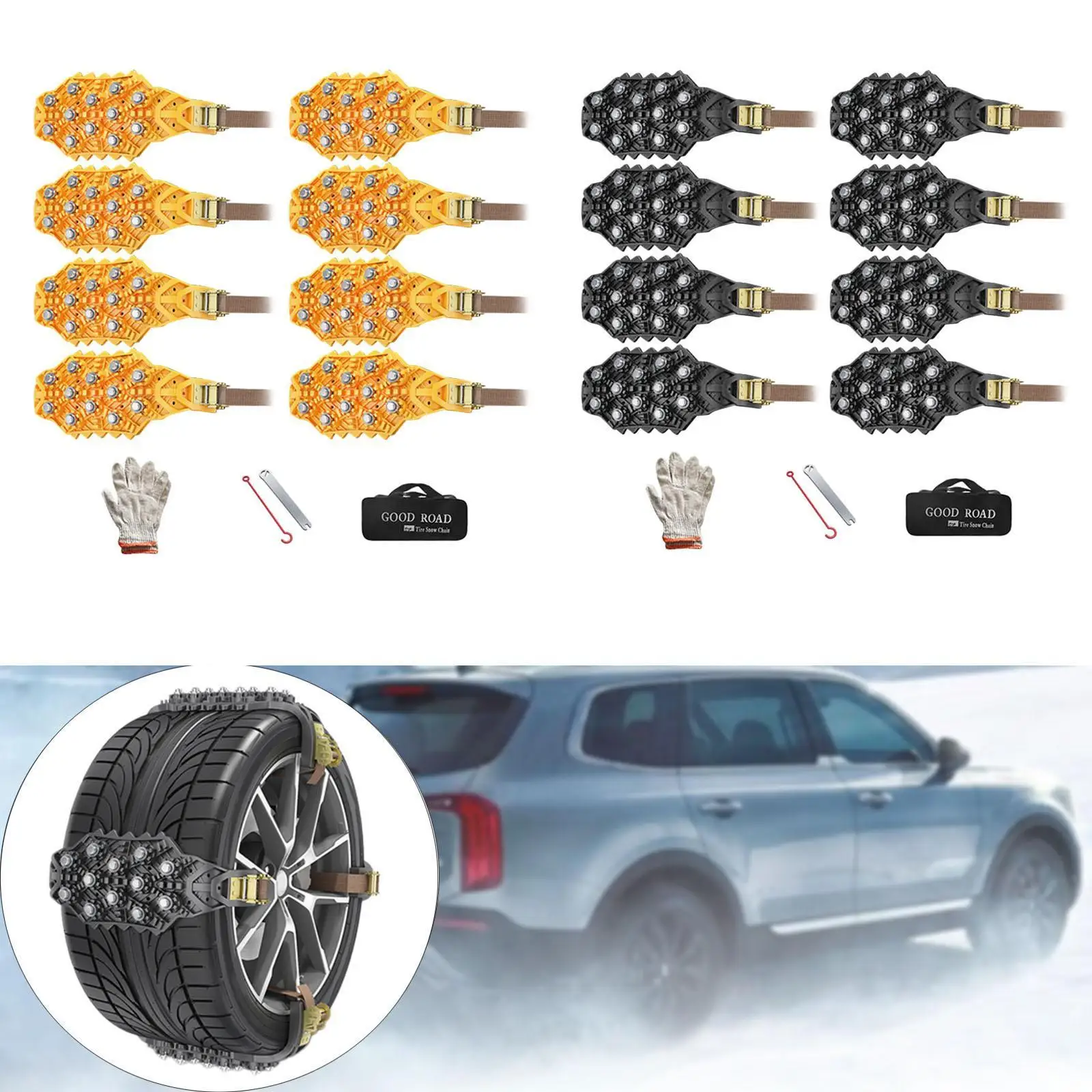 8x Snow Chains Tyre Chain Mud Chain Winter Driving for Car Tires Tire Chains