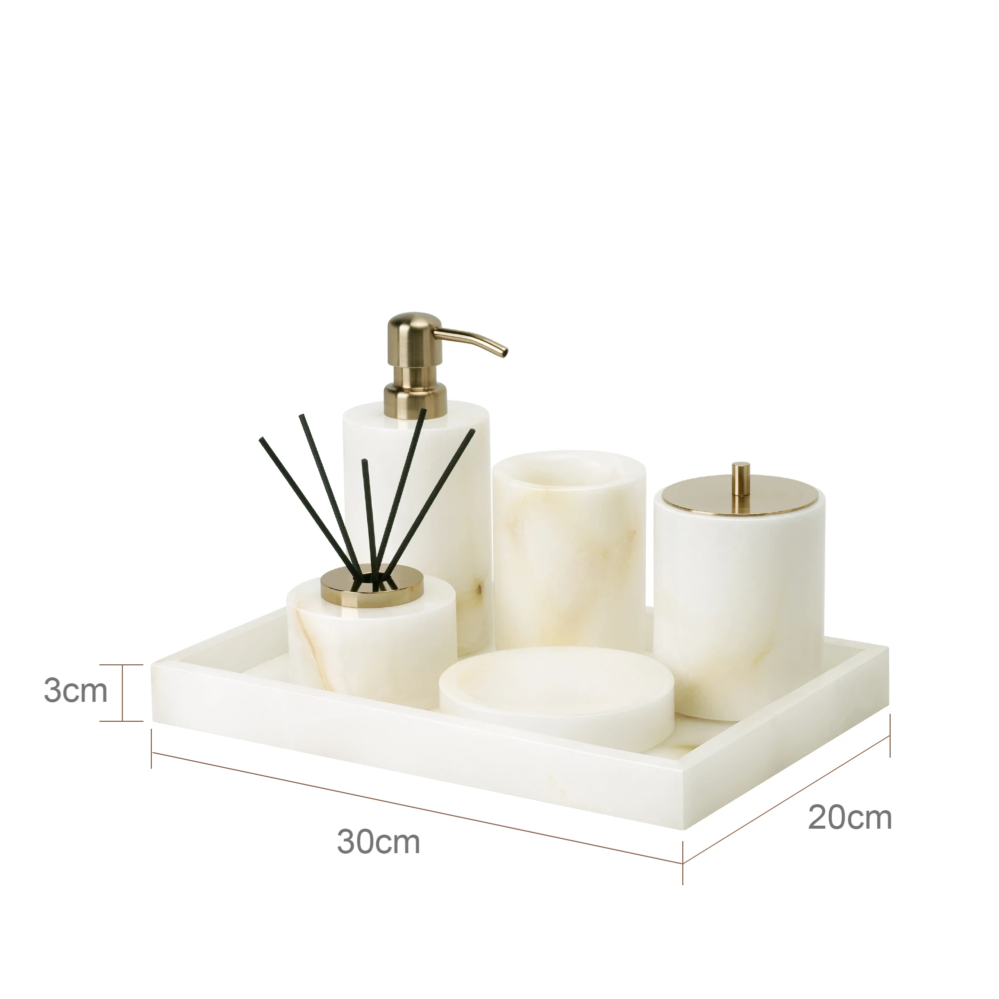 Elegant bathroom set in white onyx