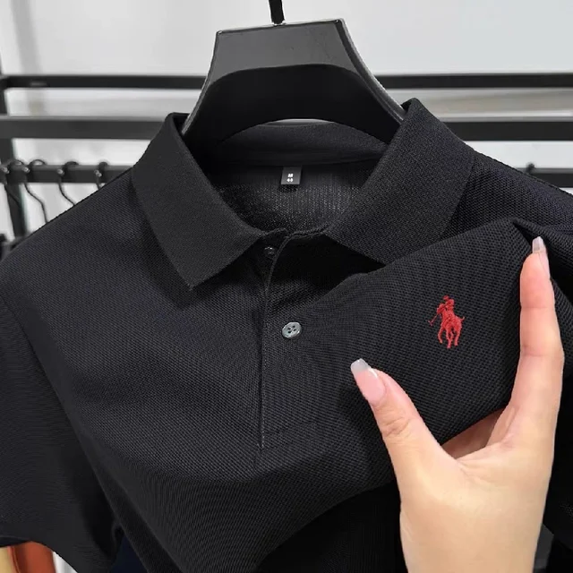 100% pur coton à la mode personnalisé hommes classique poney brodé confortable polo été nouveau décontracté à manches courtes 1