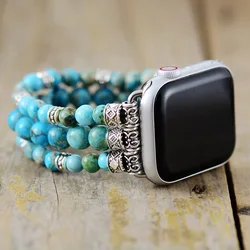 Gothic Jasper Stone Stretchable Smart Watch Bracelet - Small (Turquoise)