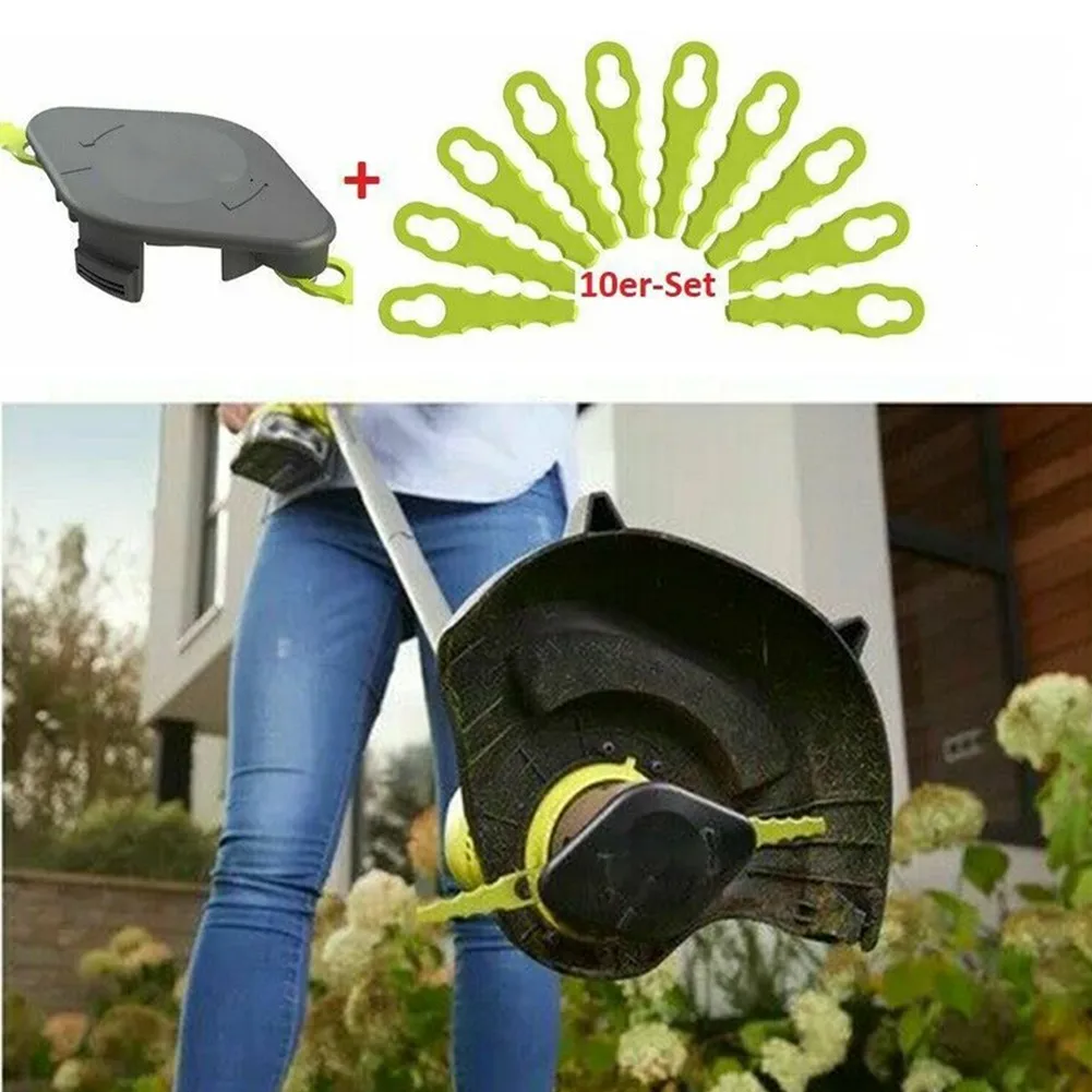 Trimming Head Grass Trimmer Head Cutter Parts 1 Set For Ryobi with Plastic Blade RAC155 Plastic Spare Blade Lawn Mower