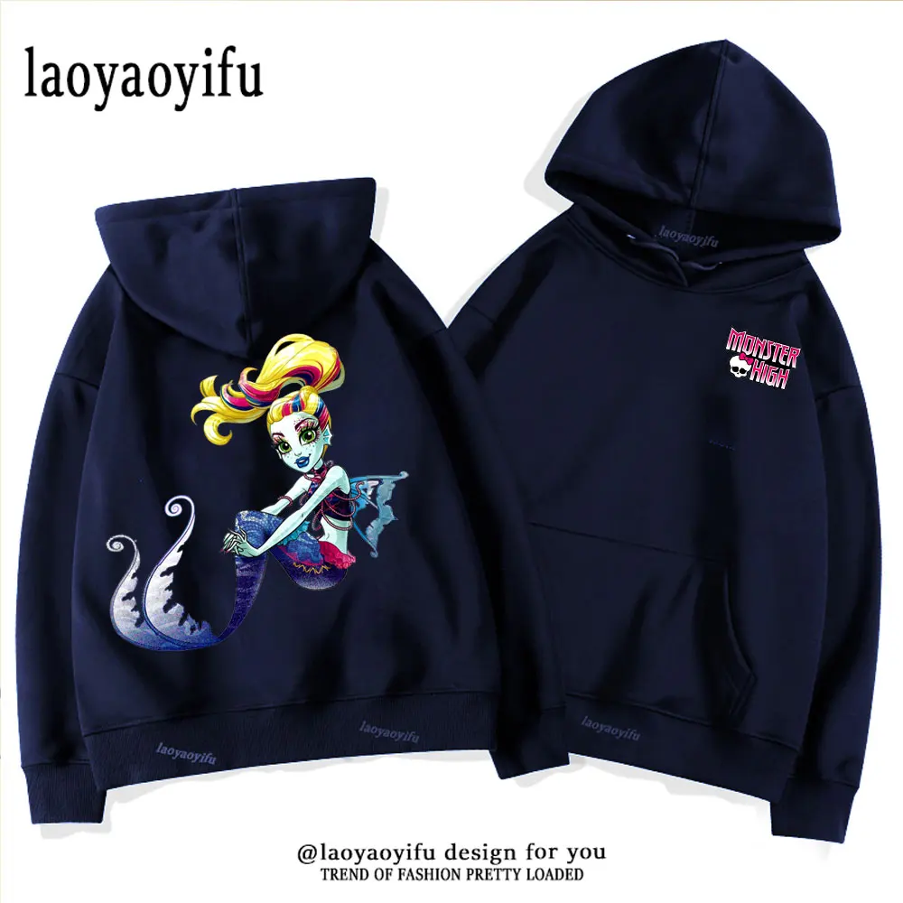 

Monster High Cartoon Print Hoodie Kpop Long Sleeve Hoodies Women Pullover Sudadera 2024 New Autumn Fashion Y2k Sweatshirt