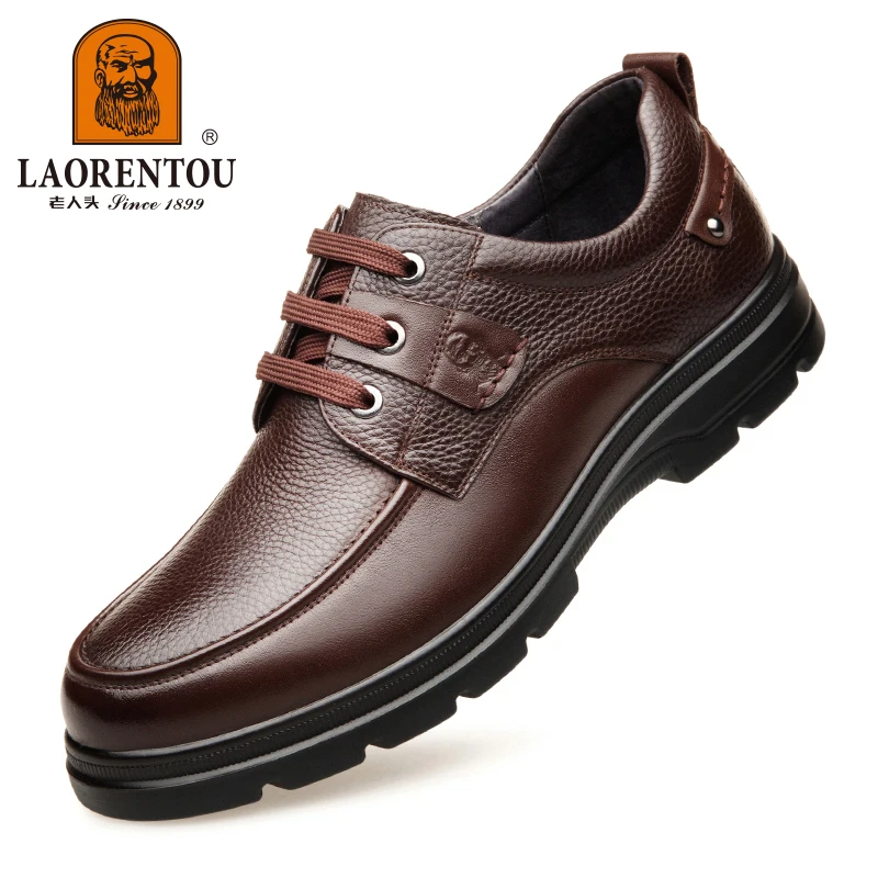 LAORENTOU-أحذية جلد طبيعي للرجال ، أحذية عمل جيدة...