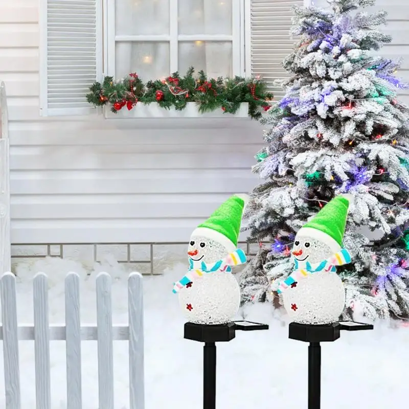 Christmas Snowman Solar Stake Lights Waterproof Walkway Landscape Lights Solar Christmas Decorations Outdoor Solar Energy For 3