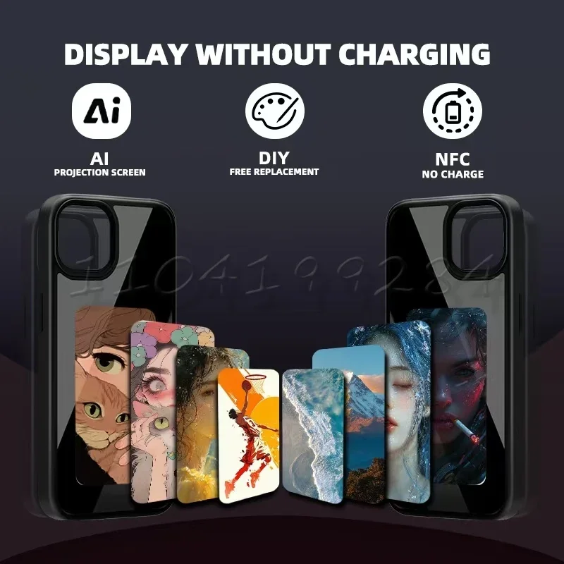 DIY E-Ink Screen NFC Function Phone Case for iPhone 15 14 13 Pro Max Wireless Transmission 3.7inch Screen Phone Case Accessories