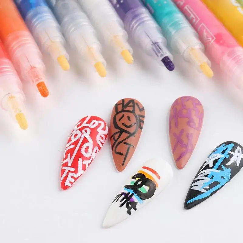 Kit de pintura de unhas,10 cores de secagem rápida Graffiti canetas para  unhas - Kit de caneta para unhas Doodle de suprimentos de maquiagem para