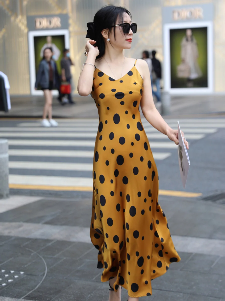 

High end French style silk dress, new summer 2023 fashion silk dress, 91094